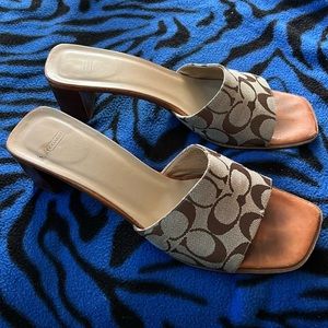 Coach signature slip-on grey/black heeled shoes size 10B. Reposhing.